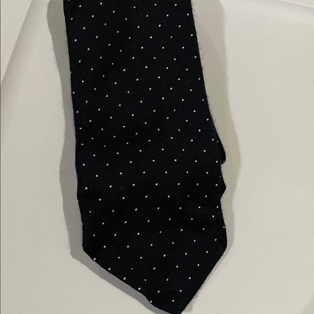 Breuer Black and White Micro Polka Dot Men's Tie Cashmere Silk Blend